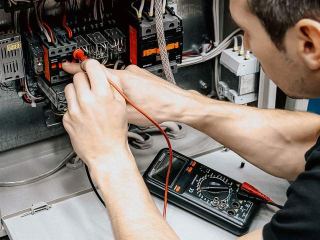 Mesure au multimètre sur les borniers d’une armoire électrique basse tension
